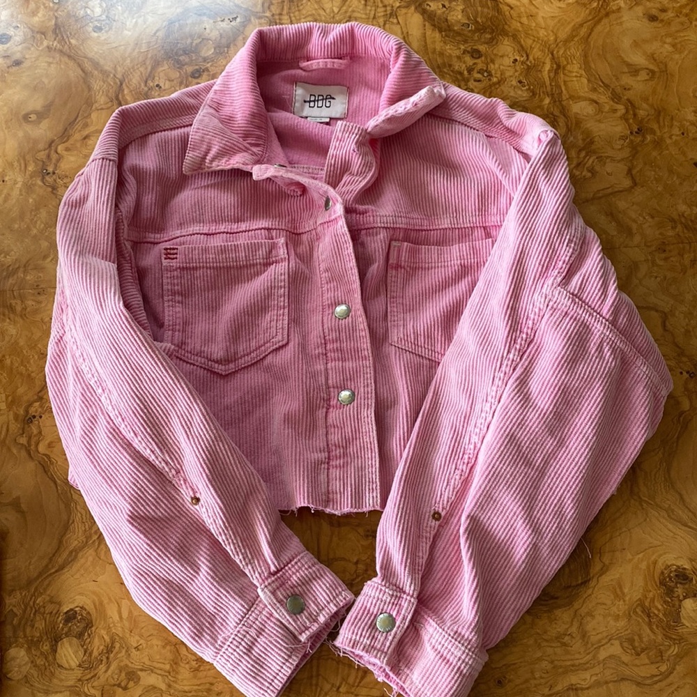 Urban outfitters pink cropped corduroy jacket